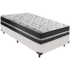 Cama Box Branco E Colchão Classic Preto Molas Ensacadas Solteiro Anjos