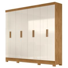 Guarda Roupa Casal 8 Portas 4 Gavetas 236cm ágata M07 Freijó-off White - Mpozenato