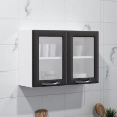 Armário de Cozinha em Aço 2 Portas com Vidro 80cm New Premium Itatiaia