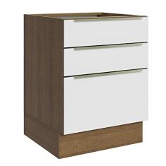Balcão Madesa Lux 60 cm 3 Gavetas (sem Tampo) - Rustic/branco Veludo