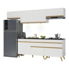Armário De Cozinha Completa 260cm V2032 Branco Dourado