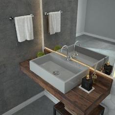 Kit Cuba Rt55 com Torneira 1198 Metal e Válvula Click 1 Polegada G e Sifão Pvc e Flexível Compace Cinza