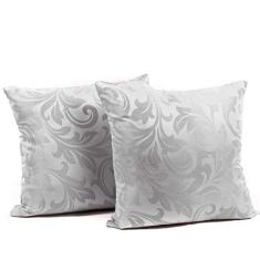 Jogo 2 Capa Almofada Decorativa Cinza Jacquard 40x40 Zíper