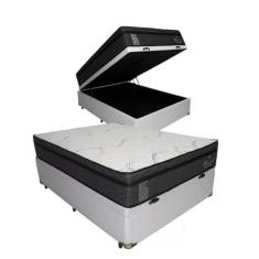 Cama Box Baú Casal Blindada + Colchão De Molas Ensacadas - Probel - Madrid 138x188x72