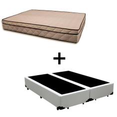 Cama Box King 193 Tecido Sintético Branco Com Colchão Polônia Bello Box - D28 65x193x203