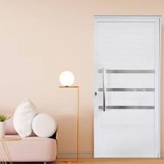 Kit com 2 Portas Lambril de Alumínio Esquerda 210 X 90cm com Friso Linha Veneza Esquadrias Bergame Branco