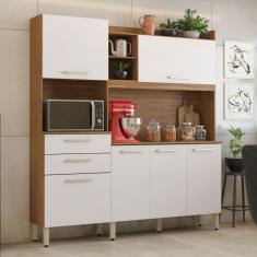 Cozinha Compacta Select 6 Portas 2 Gavetas Amêndola/Branco - Demóbile