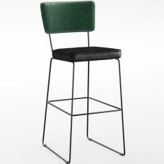 Banqueta Alta Cozinha Sala Jantar Fixa Allana L02 Sintético Verde Musg