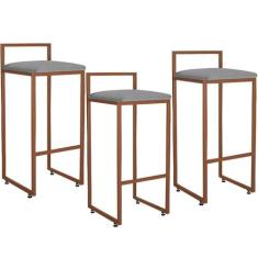 Kit 03 Banquetas Alta Para Cozinha Sala De Jantar Hanna L02 Bronze Cor