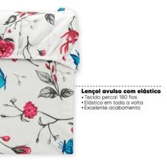 Lençol Solteiro Avulso Elástico Estampado Percal 180 Fios - Bem Me Que