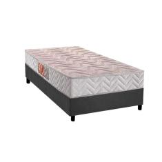 Conjunto Box Solteiro Colchão Espuma Paropas D28 Pasquale Clean + Base Crc Suede Gray (88x188)