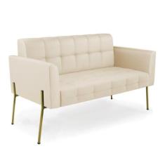 Sofá Namoradeira 2 Lugares Base Pé De Ferro Dourado Elisa material sin