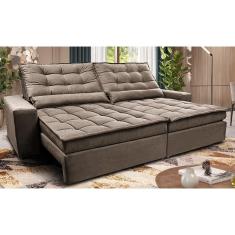 Sofá Retrátil e Reclinável 2,92m Molas Ensacadas Cama inBox Catar. Velusoft