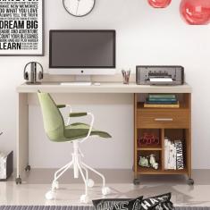 Escrivaninha Com 1 Gaveta Alphecca Off White Freijó