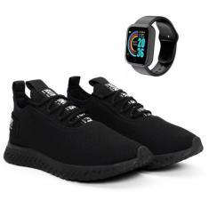 Kit Tênis Esportivo Masculino Academia Caminhada Olimp + Smartwatch BF