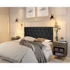 Painel Cabeceira Paris Casal Para Cama Box 1,38 Suede Preto