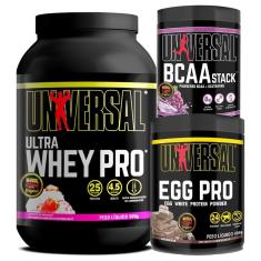 Kit  Ultra Whey Pro 900g + Egg Pro 454g + BCAA Stack 250g - Universal-Unissex