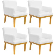 Kit 04 Poltronas Decorativa Para Sala de Estar Base Mel Beatriz W01 Corano Branco - Lyam Decor