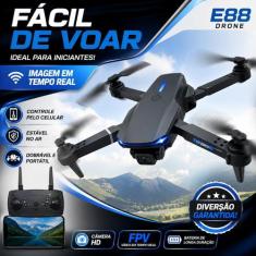 Drone E88 Dobrável Câmera HD WiFi FPV Fácil de Usar Estável Retorno Au
