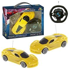 Carrinho de Controle Remoto Com Volante Drop 3 Funções Ferrari Amarelo