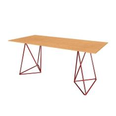 Escrivaninha Bela Vista Cavalete Tampo Canela Base Ferro Vermelho - Cor: Marrom