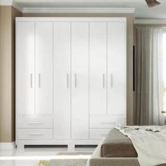 Guarda Roupa Casal 6 Portas 4 Gavetas Primacy Batrol Móveis Branco