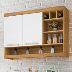 Armário de Cozinha Aéreo 2 Portas Nicho Adega Burguesa Premium Amadeirado Freijó/Branco