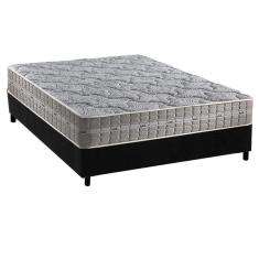 Cama Box Casal: Colchão Molas Ensacadas Anjos Royal + Base CRC Suede Black(138x188)