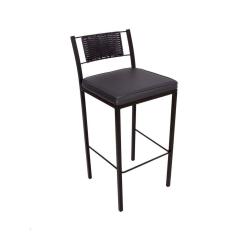 Banqueta Estilo Industrial Onix com Junco Preto