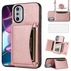 Asuwish Capa de celular para Motorola Edge+ Plus 2022/Edge X30/30 Pro, capa carteira com protetor de tela de vidro temperado e suporte para cartão, acessórios de celular de couro sintético Moto Edge +