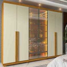 Guarda Roupa 6 Portas Casal Reflecta LED Imperatriz Naturale Off White