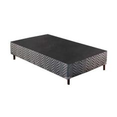 Cama Box Base Solteiro Sommier Rústico Bordado Gray (88x188x30) - Paro
