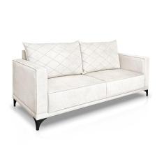 Sofá 3 Lugares Eros Linho Bouclê Off White 200 cm - Modern