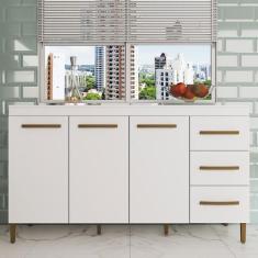 Balcão de Cozinha Completo 3 Portas 3 Gavetas Branco - Panorama Móveis