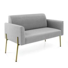 Sofá Namoradeira 2 Lugares Pé De Ferro Dourado Marisa Suede D03 Cinza 