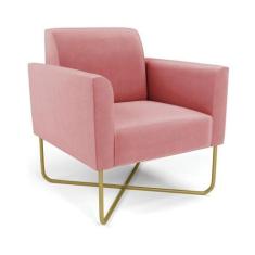 Poltrona Base X Industrial Dourado Marisa Suede D03 Rose - D'Rossi