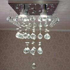 Lustre de cristal para quarto, hall, sala ,base de inox polido 30x30 c