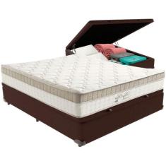 Cama Box Baú Marrom E Colchão King Best Molas Ensacadas Casal 138x188x