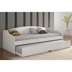 Sofá Cama Solteiro Funny III c/ Auxiliar Branco - Conquista