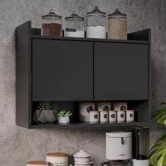 Armário de Cozinha Aéreo 70,5 cm Com Nicho Colin Preto M12 - D'Rossi -