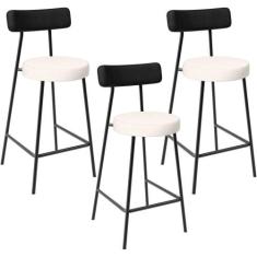 Kit 03 Banquetas Baixa Cozinha Sala Jantar Bancada Milão L02 material 