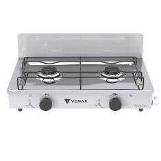 Fogao a Gas Portatil 2 Bocas Venax Flamalar Vetro Branco