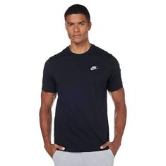 Camiseta masculina Nike Sportswear Club, camisa Nike para homens com ajuste clássico, preto/branco, 2GG