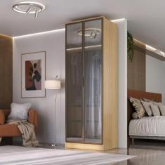 Guarda-roupa 2 Portas Reflecta 2 Gavetas Internas Ravi Olmo Italiano