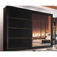 Guarda Roupa 2 Portas De Correr E 6 Gavetas E C-1 Espelho Sevilha Preto - Europa