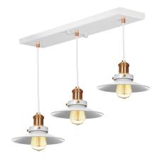 Lustre Pendente Nordic Triplo Base Retangular Branco/cobre
