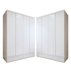 Conjunto 2 Guarda-roupa 4 Portas 3 Gavetas 100% Mdf Urbano Branco