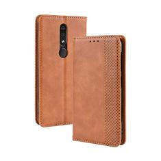Capa para Nokia 4.2, capa flip carteira com suporte de couro para Nokia 4.2, capa magnética retrô, capa de telefone carteira com compartimentos para cartões