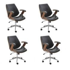Kit 4 Cadeiras de Escritório Diretor Giratória Office Lisboa Preto