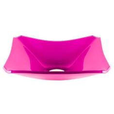Cuba de vidro retangular chanfrada 37cm rosa - Cubs e Gabinetes